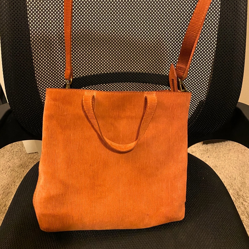 Madewell corduroy suede crossbody transport tote